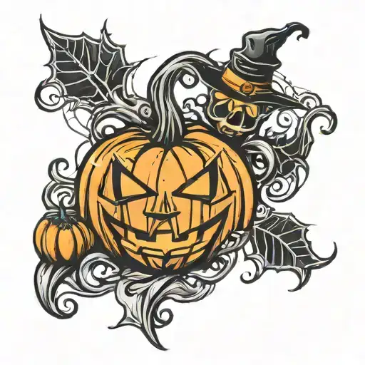 halloween pumpkin tattoo design idea