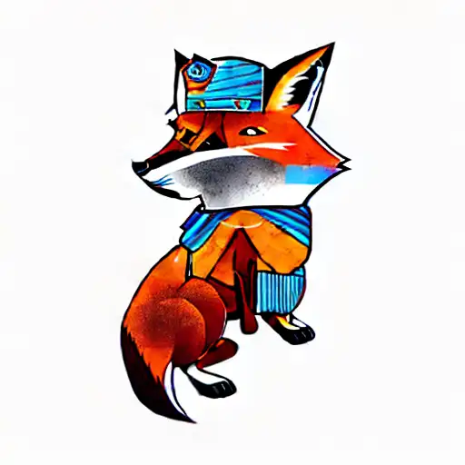 a fox with a sword tattoo design idea