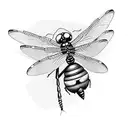Dragonfly with a bumblebee  tattoo design idea