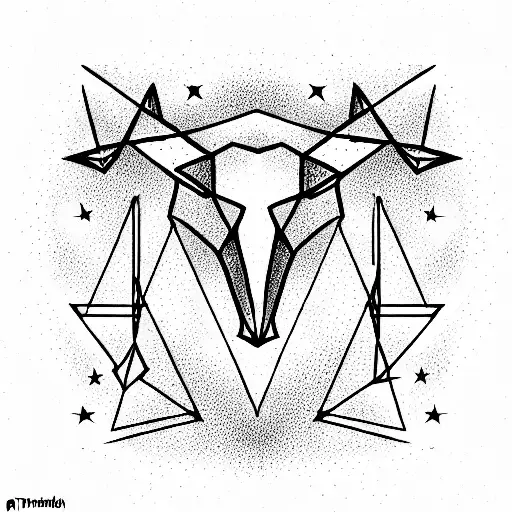 taurus sign with triangles and latvian milda stars and hands tattoo design idea
