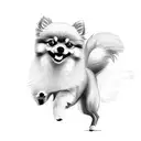 Pomeranian dog running tattoo design idea