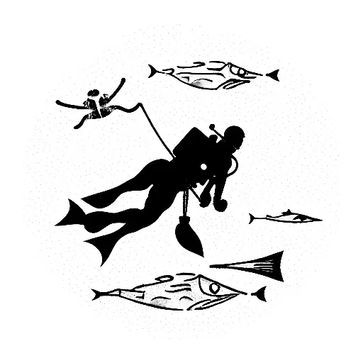 scuba diving equipement tattoo design idea