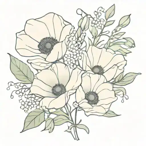 honeysuckle and poppy bouquet danty  tattoo tattoo design idea
