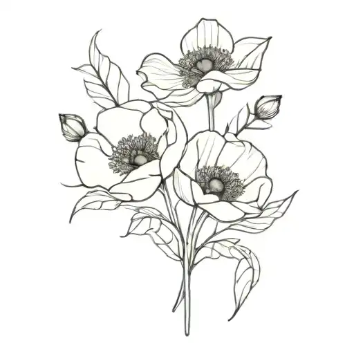 honeysuckle and poppy bouquet tattoo tattoo design idea