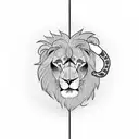 A dapper lion wearing a suit, riding a motorcycle with a snake as the exhaust pipe tattoo design idea