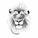 A dapper lion wearing a suit, riding a motorcycle with a snake as the exhaust pipe tattoo design idea