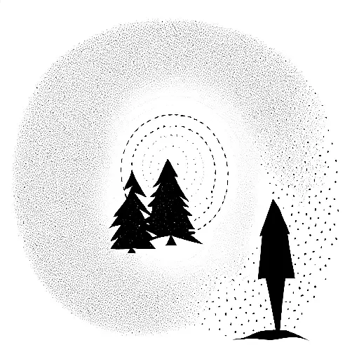 Ghost in woods with mirrorball and rainbow tattoo design idea