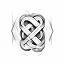 Two infinity signs underneath the Latin word for iron with the atomic number for iron, two lines of power go to arms tattoo design idea