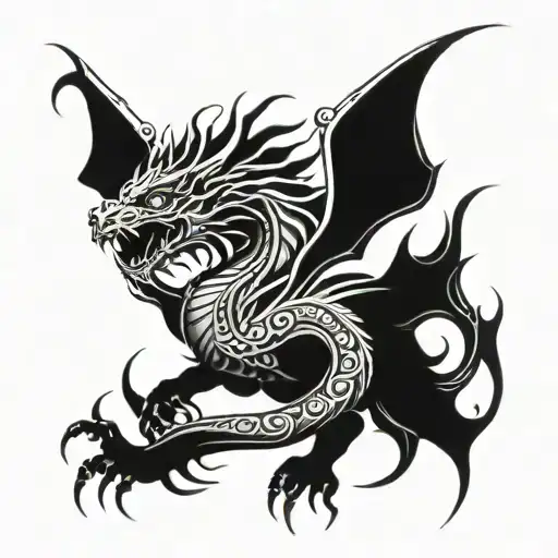 dragon phoenix emerging scorpion lion surrounded tattoo design idea