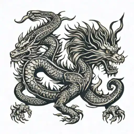 dragon scorpion lion surrounded tattoo design idea