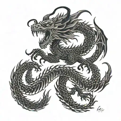 dragon phoenix emerging scorpion  tattoo design idea