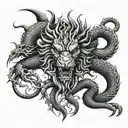 dragon scorpion lion surrounded tattoo design idea