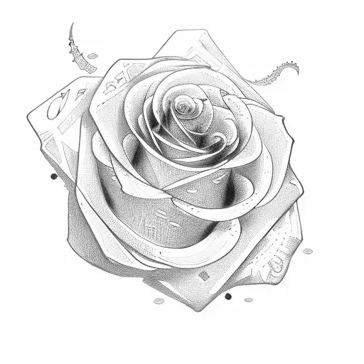 Dice with card and roses tattoo design idea