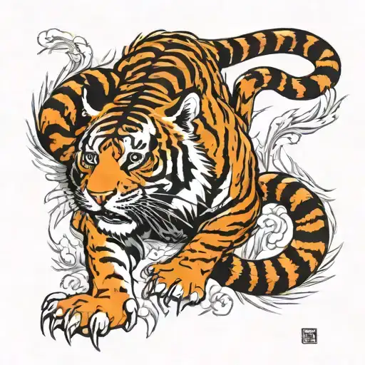 back tattoo tiger climbing tattoo design idea