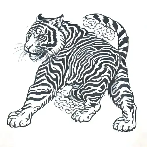 tiger climbing tattoo design idea