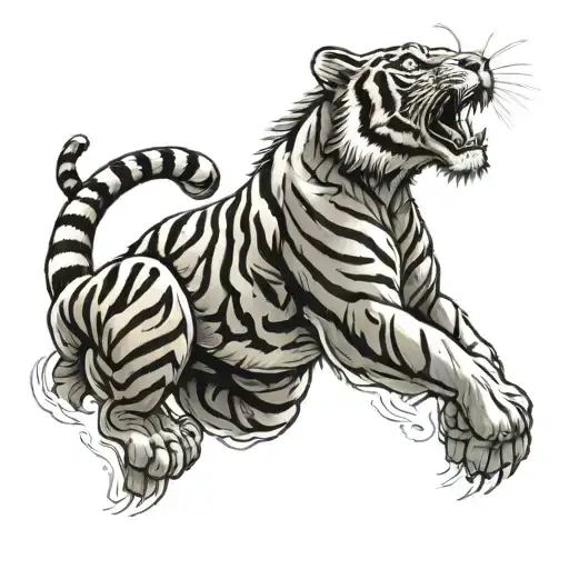 tiger climbing facing upwards  tattoo design idea