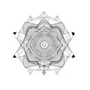 A symmetrical design of a backpack with geometric patterns tattoo design idea