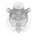 A symmetrical design of a backpack with geometric patterns tattoo design idea