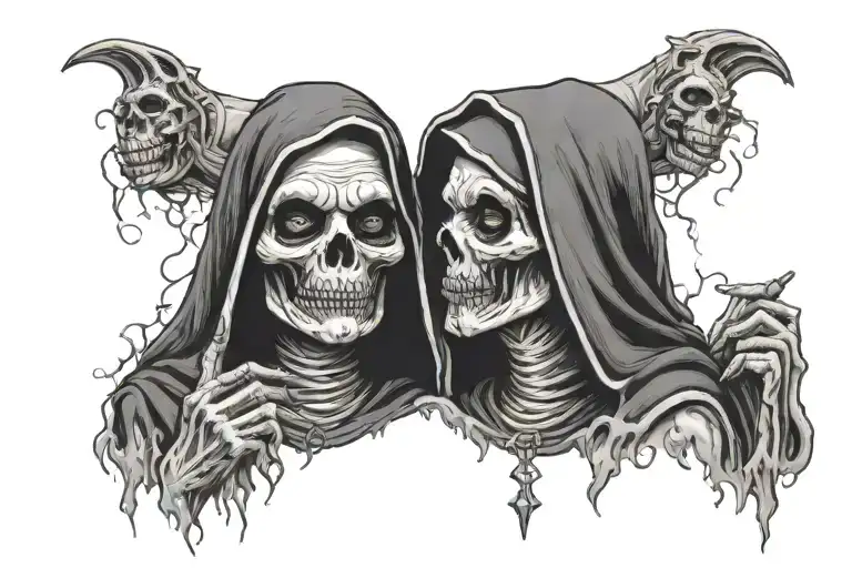 undead evil nun smoking tattoo design idea