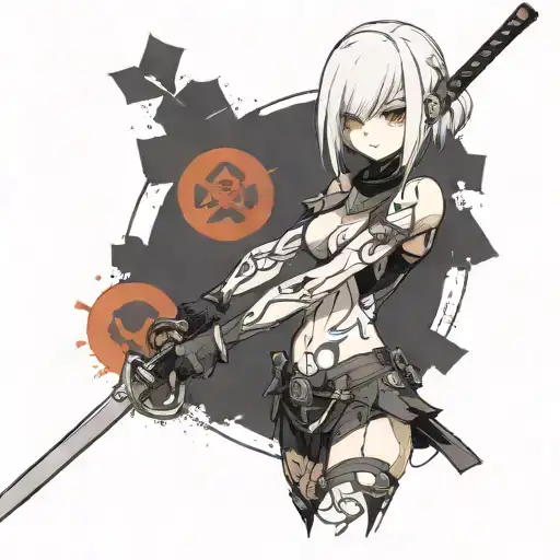 Nier Automata 2B with katana tattoo design idea