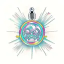 An innovative business idea represented by a light bulb surrounded by philosophical symbols tattoo design idea