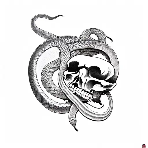 Snake with skull tattoo design idea
