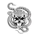 Snake with skull tattoo design idea