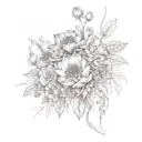 July august november birth flower bouquet tattoo design idea