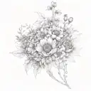 July august november birth flower bouquet tattoo design idea