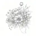 July august november birth flower bouquet tattoo design idea