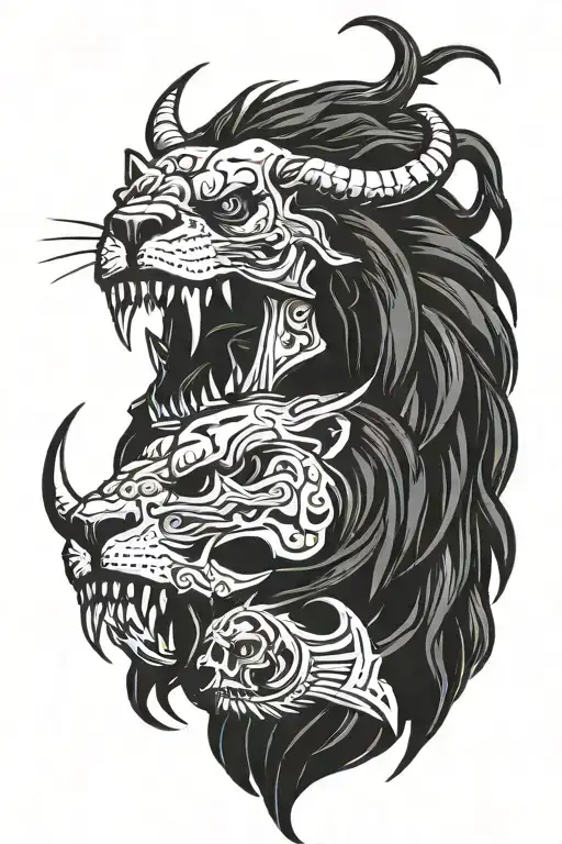 texas harley daviddon skull lion scorpion tattoo design idea