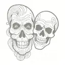 skulls happy sad theater masks tattoo design idea
