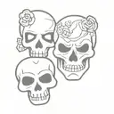 skulls happy sad theater masks tattoo design idea