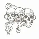skulls happy sad theater masks tattoo design idea