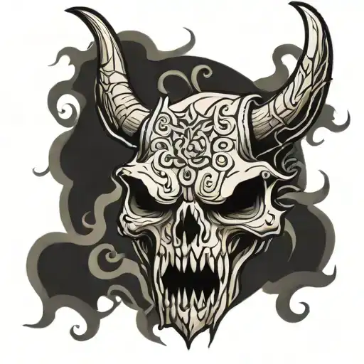 devil bull skull tattoo design idea