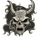 devil bull skull tattoo design idea