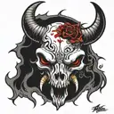 devil bull skull tattoo design idea