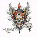 good half evil tattoo design idea