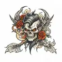 good half evil tattoo design idea