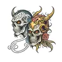 good half evil tattoo design idea