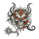 good half evil tattoo design idea