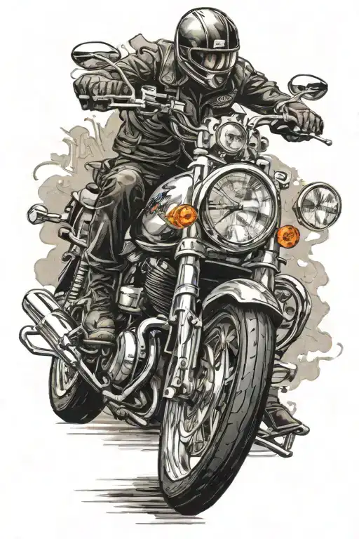 motorcycle suzuki with rider and speedometer needle pointing tattoo design idea