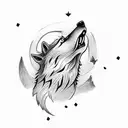 A fierce wolf howling at the moon with the word 'lealtad' (loyalty) written underneath tattoo design idea