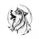 A fierce wolf howling at the moon with the word 'lealtad' (loyalty) written underneath tattoo design idea