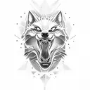 A fierce wolf howling at the moon with the word 'lealtad' (loyalty) written underneath tattoo design idea