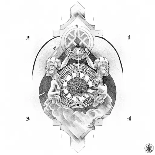 Greek gods, clock, Roman times, arm sleeve,  tattoo design idea