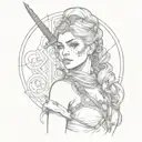 mujer guerrera tattoo design idea