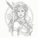 mujer guerrera tattoo design idea