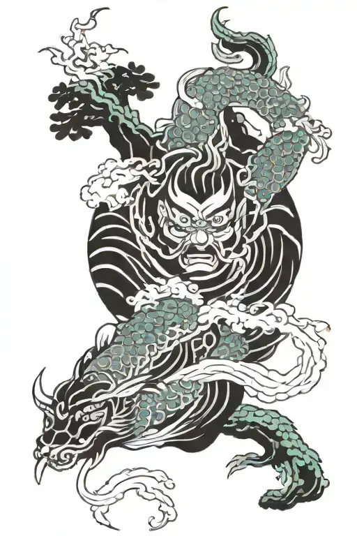 brutal, medium size, calm, zen, success, space, confidence, Japanese style tattoo design idea