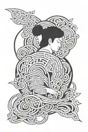 Men's tattoo, brutal, medium size, calm, zen, success, space, confidence, Japanese style tattoo design idea